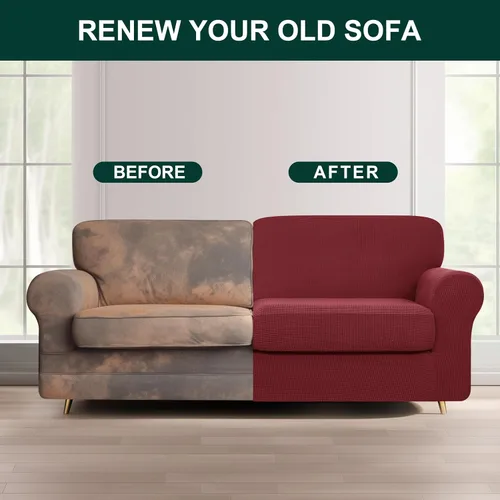 Vista 324 de CHUN YI Fundas para sofá de 7 piezas, lavables, fundas elásticas para sofá de 3 cojines con respaldo y fundas de cojín separados, protector