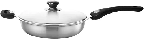 Vista 2 de Exquisita sartén antiadherente SUS 316 de siete capas de acero inoxidable, sartén antiadherente de siete capas de acero inoxidable