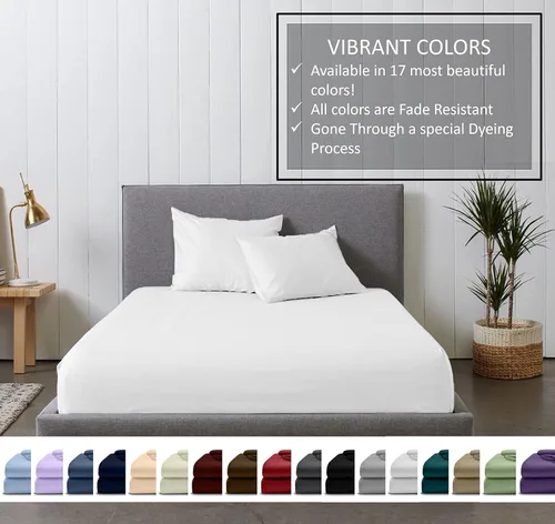 Vista 7 de Queen Percale Sheets Set – 100% Egyptian Long Staple Percal Cotton, 500 Thread Count, Oversized [60” x 80”] with 10” Deep Pockets, Soft, Crisp &