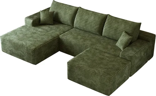 Vista 10 de Sofá modular, sofá modular en forma de U, sofá seccional con otomana, moderno y minimalista, asiento profundo, sofá esquinero para sala de estar