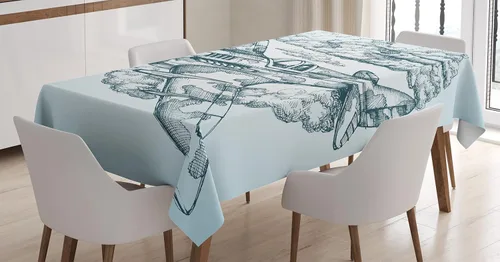 Vista 7 de Ambesonne Mantel japonés, pintura tradicional china de árbol figurado con detalles de pincelada, mantel rectangular para decoración de comedor