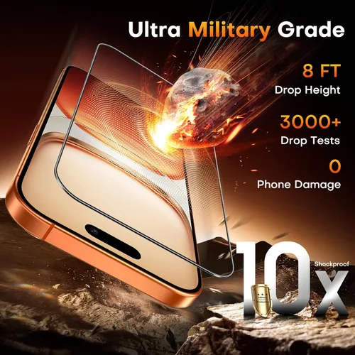 Vista 106 de TOCOL Protector de pantalla de privacidad para 15 Pro Max, 6.7 pulgadas, dureza 9H, grado militar, inastillable, vidrio templado HD, cobertura