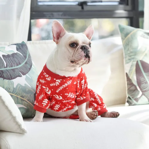 Vista 95 de CuteBone Pijamas de Navidad Suaves y Elásticos para Perros - Pijamas Acogedores para Mascotas Mono Transpirable para Perros Pequeños - Atuendo