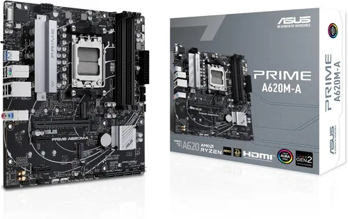 Vista 4 de ASUS Prime A620-PLUS WIFI6 AMD A620 AM5 ATX Placa base, DDR5, PCIe 4.0, ranuras M.2 duales, WiFi 6, DisplayPort/HDMI™, USB 5Gbps Type-C trasero
