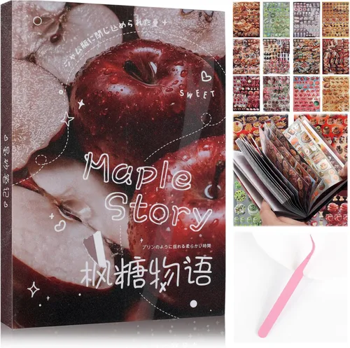 Vista 14 de Tmtains 30 hojas de calcomanías de estilo manga japonés, más de 650 piezas Heisei retro lindos libros temáticos estilo coreano, calcomanías