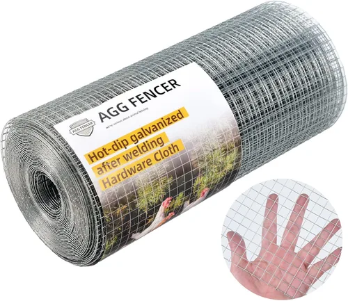 20 cm x 7,6 m de malla de alambre galvanizado soldado de 1/2 pulgada para gallinero, valla de alambre de pollo de 19Ga, soportes de plantas de