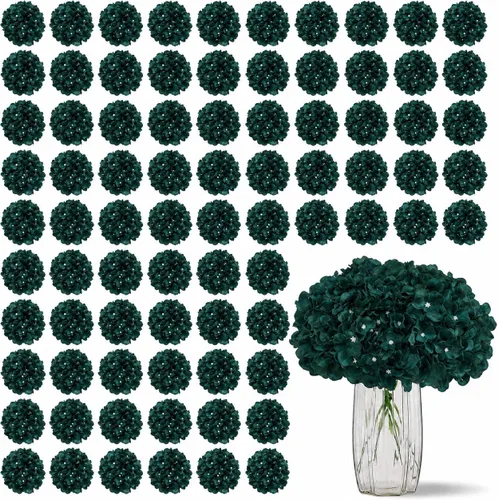 Vista 21 de Flores de hortensias artificiales rosa polvoriento, 10 cabezas de flores de seda de hortensia falsas para centros de mesa de boda, ramos de 10