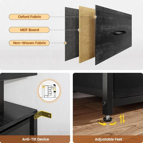 Vista 7 de BTHFST Mueble de TV de 12 cajones para TV de 65/70 pulgadas, centro de entretenimiento con luces LED y tomas de corriente, mueble de TV LED grande