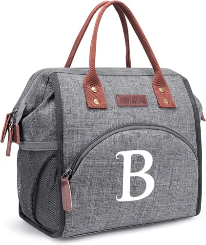 Vista 94 de Lonchera personalizada para mujer, inicial, bolsa de almuerzo aislada reutilizable, lonchera térmica de apertura amplia para adultos, bolsa