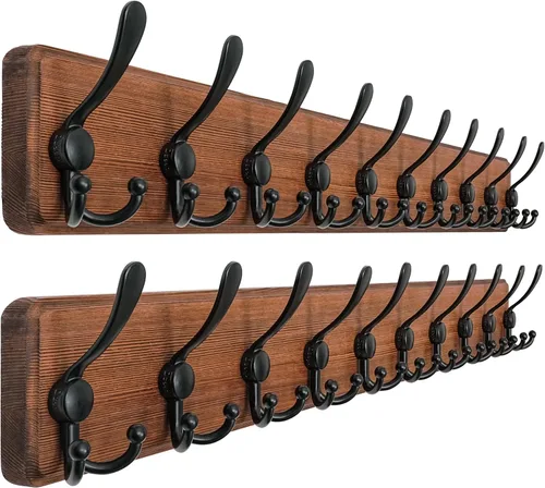 Vista 33 de Dseap Perchero de Pared Montado - 5 Ganchos Triangulares, Resistente, Perchero de Pared de Madera para Abriggos, Sombreros, Chaquetas, Ropa, Negro