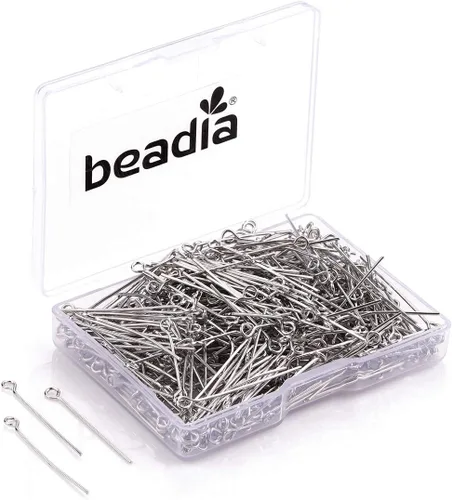 Vista 6 de BEADIA Alfileres de ojo abierto para la cabeza de oro para la fabricación de joyas de bricolaje 0.787 in 500pcs