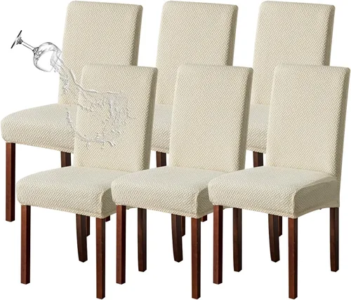 Vista 66 de Genina Fundas para sillas de comedor, fundas elásticas para sillas de comedor, fundas elásticas para sillas Parsons de la cocina (beige, 2 unidades)