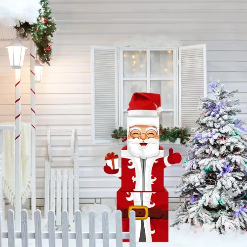 Vista 5 de 7 cajas apilables de Nochebuena, cajas de Navidad apilables con temática de Papá Noel, cajas de papel para el hogar y fiesta