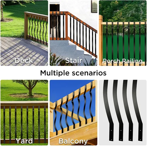Vista 4 de Balaustres de cubierta, 61 barandillas de cubierta de aluminio, barandilla de cubierta de escalera de aleación de aluminio de 29.5 x 1 pulgada