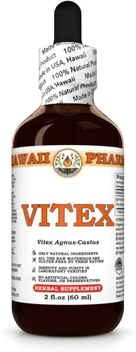 Vitex (Vitex Agnus-Castus) - Tintura de bayas secas, hecha en Hawái, materias primas orgánicas, extracto líquido puro, vegano, natural, 2 onzas