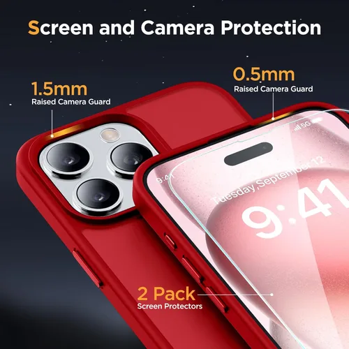Vista 263 de Miracase - Funda magnética para iPhone 13 de 6.1 pulgadas (compatible con MagSafe) (con 2 protectores de pantalla), protección de grado militar
