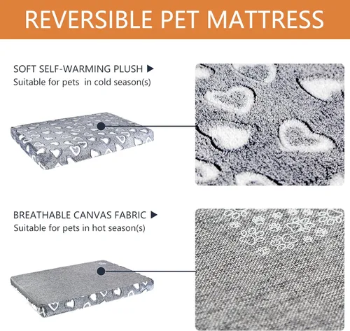 Vista 3 de VANKEAN Tapete reversible para cama de perro fresco y cálido para jaulas, elegante almohadilla con forro interior impermeable y funda extraíble