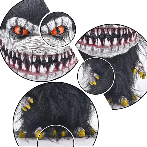 Vista 3 de Muñeca de Prop de Monstruo Alienígena, Muñeca de Peluche Espeluznante de Película, Juguete de Peluche de Espacio Negro Gracioso y Feo para Regalos