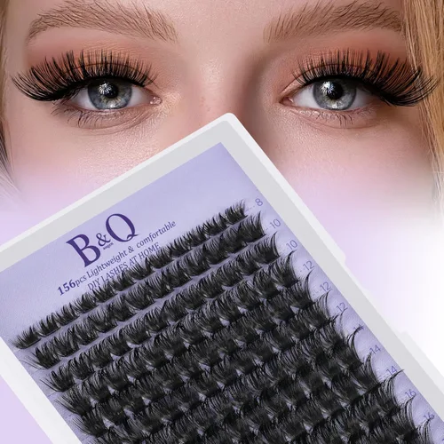 Vista 36 de B&Q Racimos de pestañas finas completos B49, racimos de pestañas 156 piezas, extensiones de pestañas cómodas en bandeja, 8-18 mm, pestañas