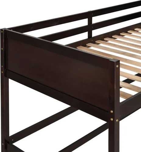 Vista 7 de Harper & Bright Designs Cama tipo loft de tamaño individual con escalera inclinada, cama tipo loft de madera maciza, marco individual
