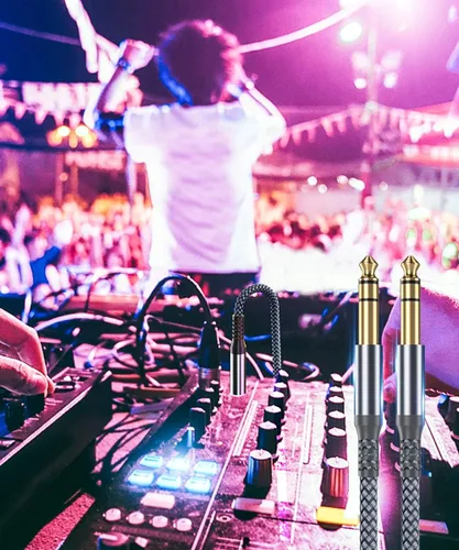 Vista 7 de Elebase Paquete de 2 cables TRS para instrumentos de 14 de pulgada de 20 pies, cable recto de interconexión de audio estéreo macho de 0.250 in