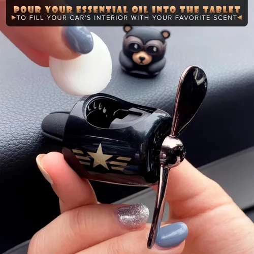 Vista 7 de Clips de ventilación de coche Bear Pilot - Clip de ventilación para ambientador de automóvil con hélice giratoria, duradero y fácil de instalar