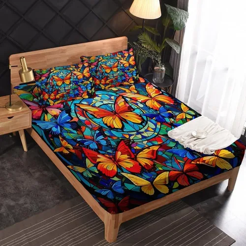 Vista 2 de Sábanas de mariposa tamaño California King – Sábanas de microfibra suave y bolsillo profundo, sábanas y fundas de almohada sin arrugas, 1 sábana