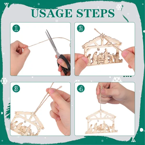 Vista 6 de 20 piezas de madera en blanco para manualidades navideñas, decoraciones de madera, parches decorativos de pared, manualidades de madera DIY, adornos