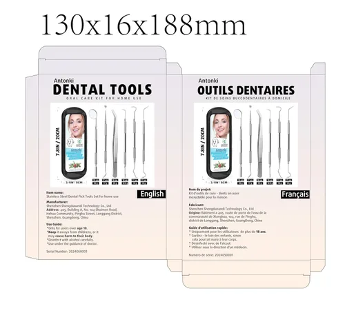 Vista 9 de Herramientas dentales removedor de placa, kit de herramientas de limpieza de dientes, kit de cuidado dental de acero inoxidable, herramienta