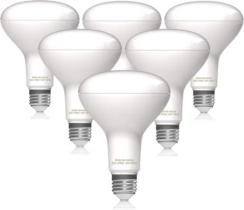 Helloify Bombilla LED BR30, 9 W, equivalente a 65 W, luz blanca suave de 2700 K, lámpara de ahorro de energía para oficina/hogar, no regulable, base