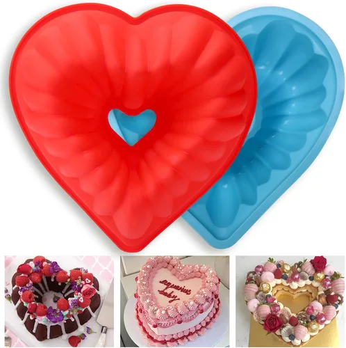 Vista 8 de Palksky Moldes de silicona con forma de lazo, moldes de silicona de 9.5 pulgadas, antiadherentes, perfectos para pasteles de Navidad y cumpleaños