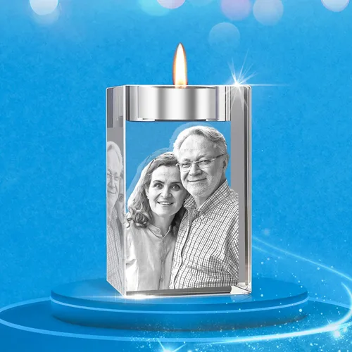 Vista 10 de Foto de Cristal 3D Personalizada, Marco Portavelas con Grabado Láser Personalizado, Regalos Personalizados Conmemorativos de Aniversario, Navidad