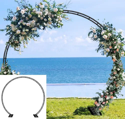 Vista 10 de Queension Arco de boda extragrande para ceremonia de 8.5 pies de ancho y 7.4 pies de alto para gran espacio, soporte de telón de fondo de arcos
