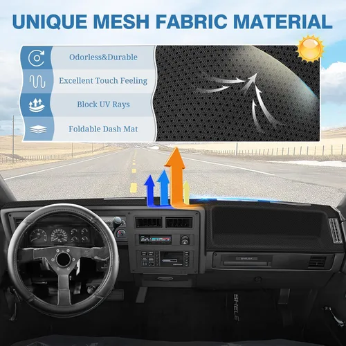 Vista 11 de FIILINES - Cubierta para tablero, accesorio para tablero de malla antideslizante, parasol sin reflejos y protector compatible con Toyota Tundra