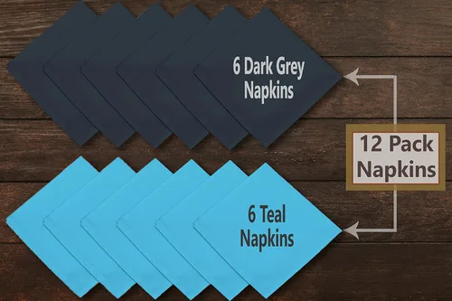 Vista 2 de Ruvanti Juego de 12 servilletas de tela, 18 x 18 pulgadas, lavables, suaves, duraderas, absorbentes, de mezcla de algodón, para hotel, almuerzo