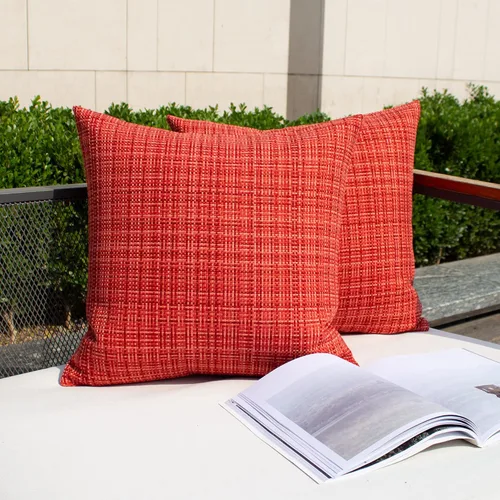 Vista 27 de Kevin Textile - Juego de 2 fundas de almohada decorativas para exteriores, impermeables, para jardín, patio, tienda de campaña, sofá, de 16 x 16