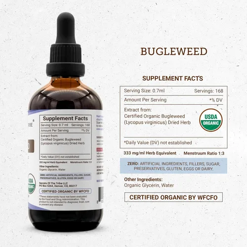 Vista 4 de Bugleweed USDA Organic Extracto sin alcohol, gotas de hierbas de alta potencia, sistema respiratorio Hecho de hierba seca 100% orgánica