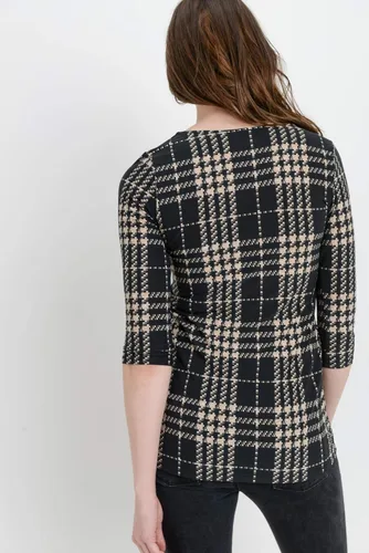 Vista 4 de LaClef - Blusa de maternidad para mujer, cuello redondo, manga 34, plisada al frente, estilo peplum
