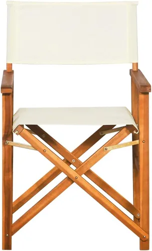 Vista 3 de vidaXL Silla de director plegable, madera de acacia maciza, resistente a la intemperie, asiento de poliéster, respaldo, diseño elegante, fácil