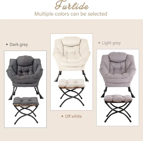 Vista 330 de Silla Lazy con otomana, silla moderna con reposapiés plegable, silla de acento de salón, cómoda silla de lectura para dormitorio, estudio, sala