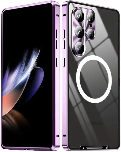 Vista 16 de Funda de aluminio para Samsung Galaxy S23/S24/S22 S25 Ultra / S22 /Plus, soporte magnético de aluminio para carga inalámbrica, compatible