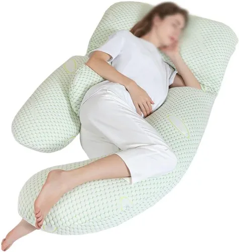 Vista 8 de Almohada de embarazo, almohada desmontable en forma de U, almohada de lactancia y maternidad para espalda, caderas, piernas y vientre para mujeres