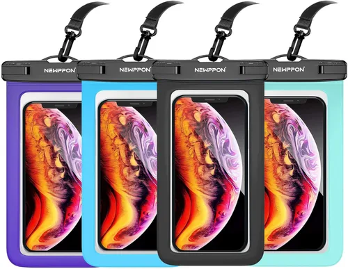 Vista 11 de Paquete de 4 bolsas flotantes impermeables para teléfono, protector flotante transparente con cordón, funda universal grande flotante a prueba