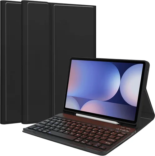 Vista 11 de Funda de teclado para Samsung Galaxy Tab S6 Lite de 10.4 pulgadas 2024/2022/2020, funda protectora Magentic con soporte para S-Pen y teclado Negro