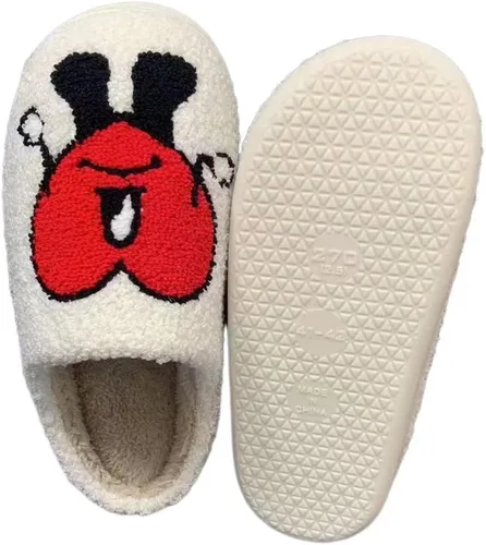Vista 3 de DAFAJGY Bad Bunny Slippers Smiley Face Slippers Soft Cloud Plush Fluffy Slippers Slip-on Cozy Indoor Outdoor Slippers