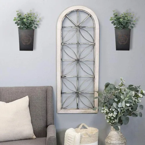 Vista 2 de LESEN Macetero de pared de metal rústico para colgar en el hogar, florero de pared para plantas o flores, interior o exterior, decoración de pared