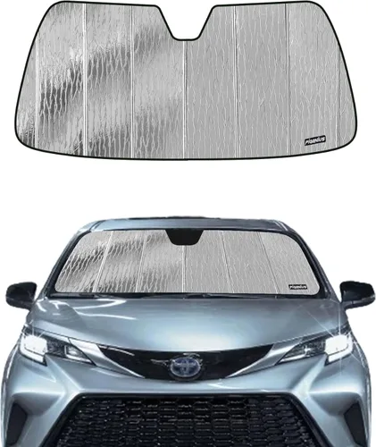Vista 9 de Pigenius Parasol de parabrisas para Toyota Sienna 2015-2020, reversible plateado/negro