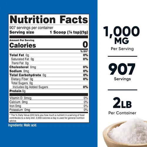 Vista 2 de Nutricost Polvo de ácido málico de 2 libras, sin gluten, sin OMG