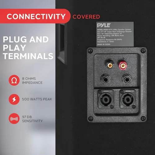 Vista 5 de PYLE-PRO PADH1079 – 500 W 10 pulgadas Gabinete de altavoces de dos vías