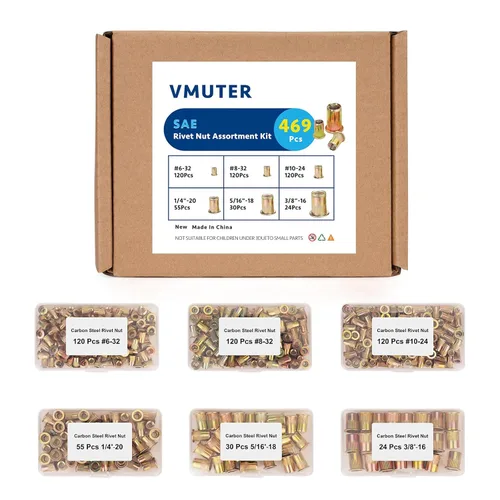 Vista 9 de 30 piezas tuercas de remache 3/8"-16, inserto roscado Nutsert de cabeza plana de acero inoxidable 304